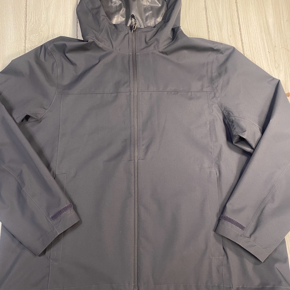 Swiss Tech Jacket Mens 2XL Gray Hooded Windbreaker Raincoat Zip Basic